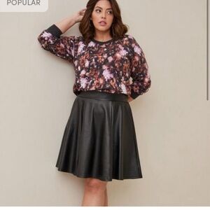 Torrid Black Pleather Skater Skirt